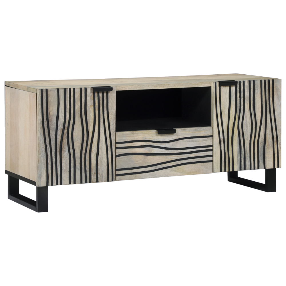 vidaXL Medielagringsskåp och hyllor Vit och svart 105 x 33.5 x 46 cm