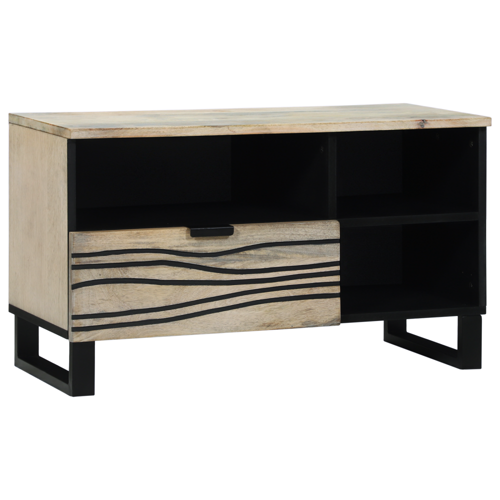 vidaXL Medielagringsskåp och hyllor Vit och svart 80 x 33.5 x 46 cm