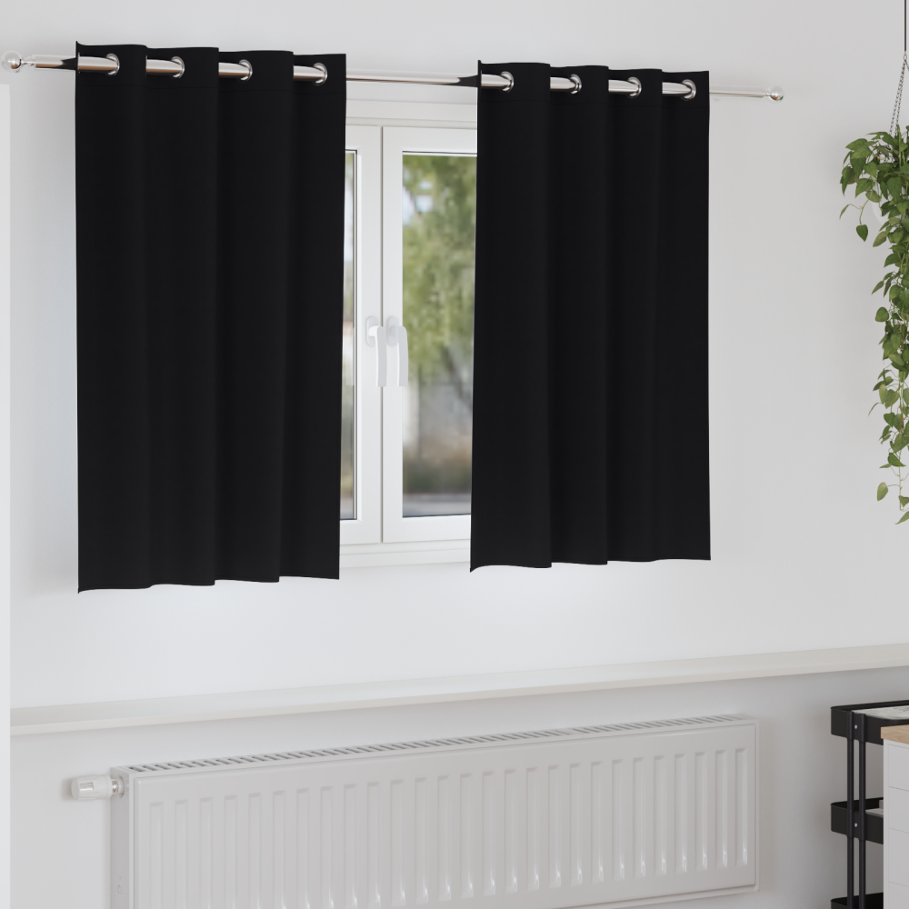 vidaXL Gardiner med gardiner 2 pcs Svart 140 x 140 cm Polyester