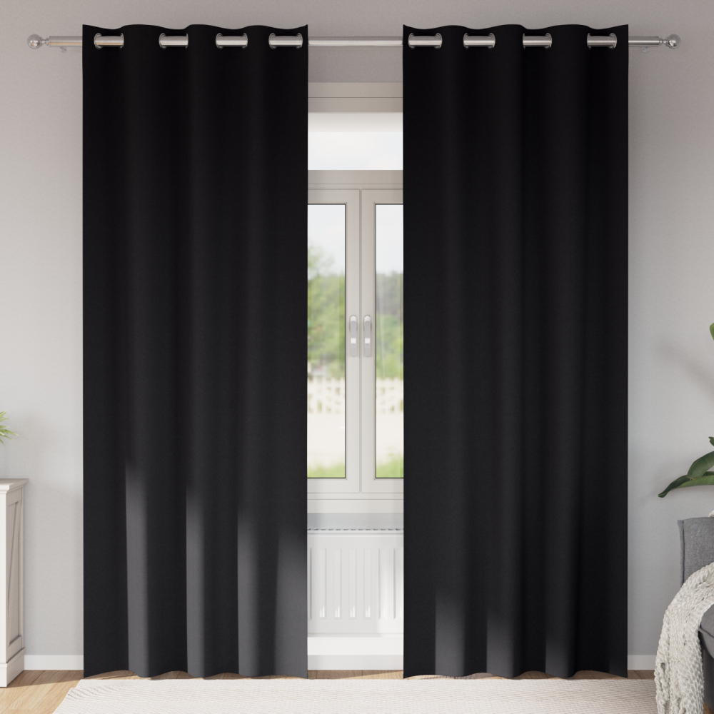 vidaXL Gardiner med gardiner 2 pcs Svart 225 x 140 cm Polyester