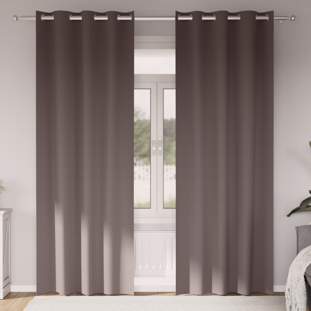 vidaXL Gardiner med gardiner 2 pcs Mörkbrun 225 x 140 cm Polyester