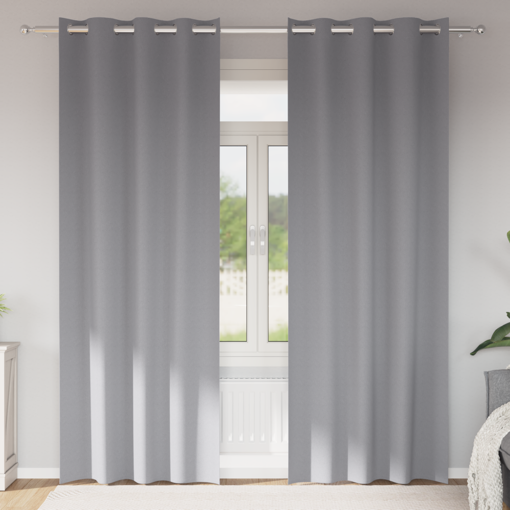 vidaXL Gardiner med gardiner 2 pcs Ljusgrå 225 x 140 cm Polyester