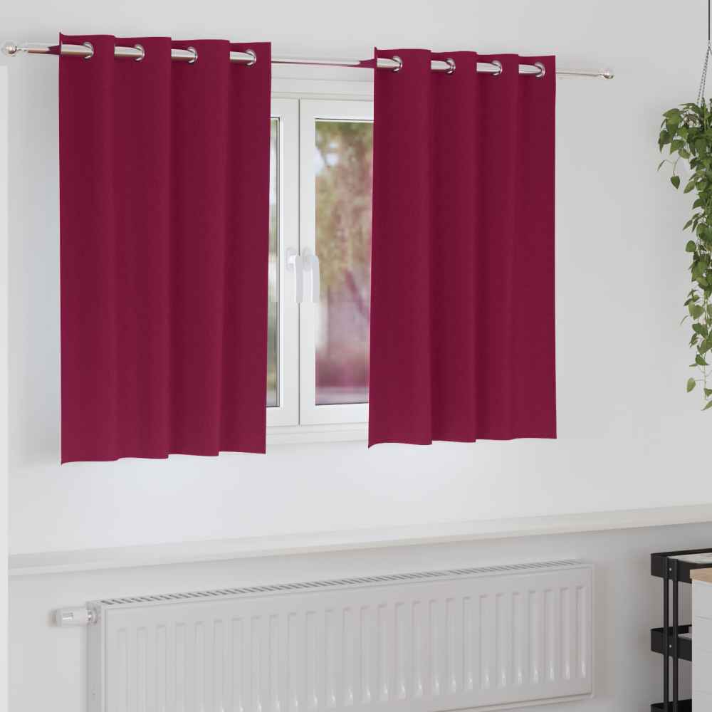 vidaXL Gardiner med gardiner 2 pcs Vinröd 140 x 140 cm Polyester