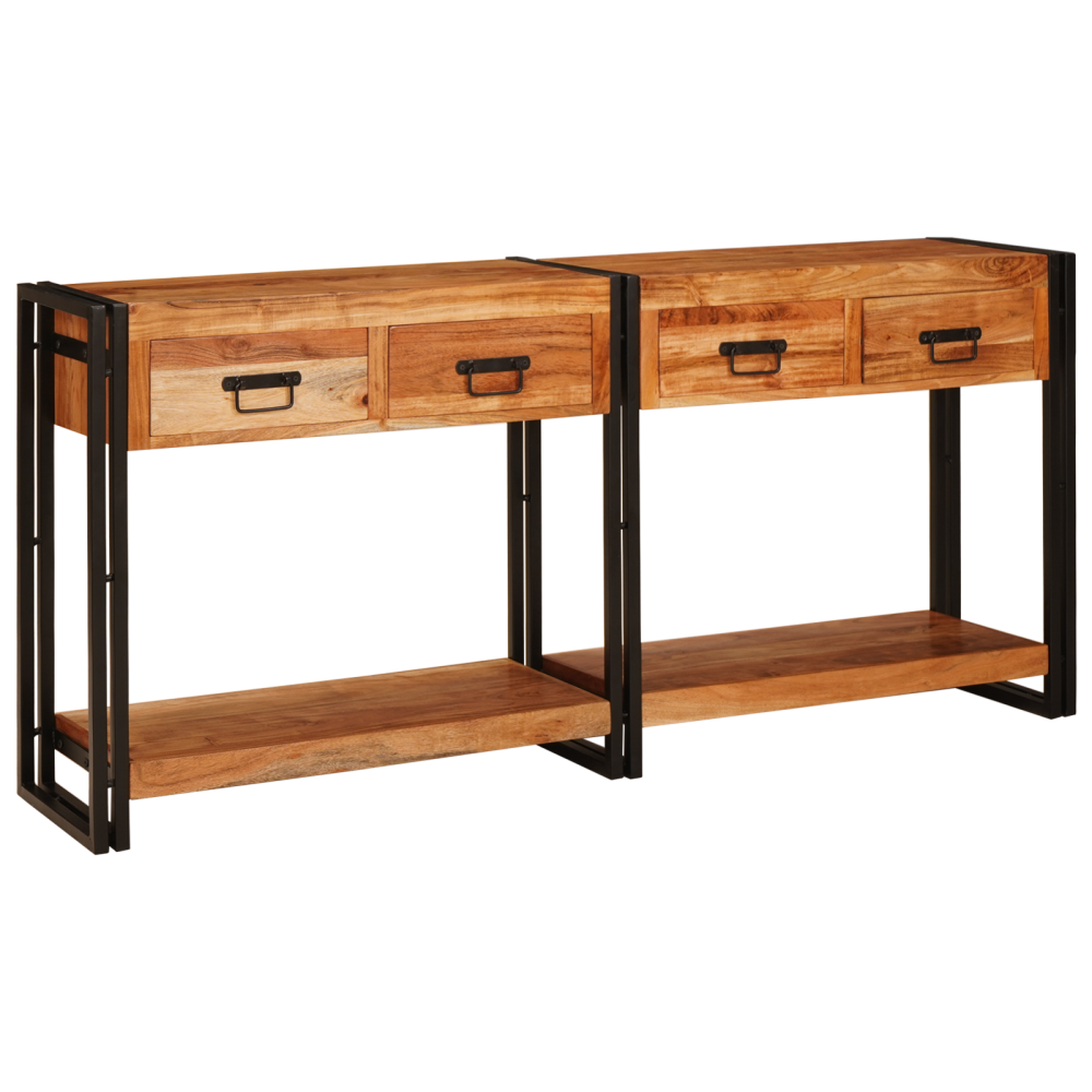 vidaXL Konsolbord 2 2 pcs Brun 160 x 33 x 75 cm Solid akaciaträ