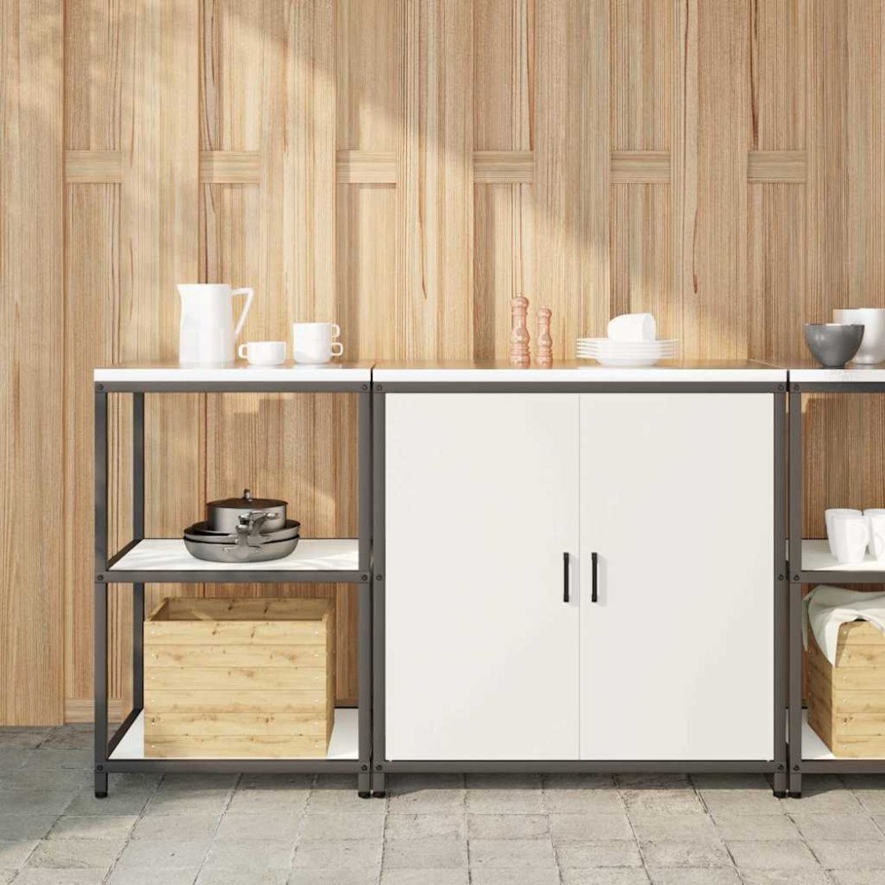 vidaXL Köksförvaringsset 2 pcs Vit 150 x 50 x 92 cm Kallvalsat stål