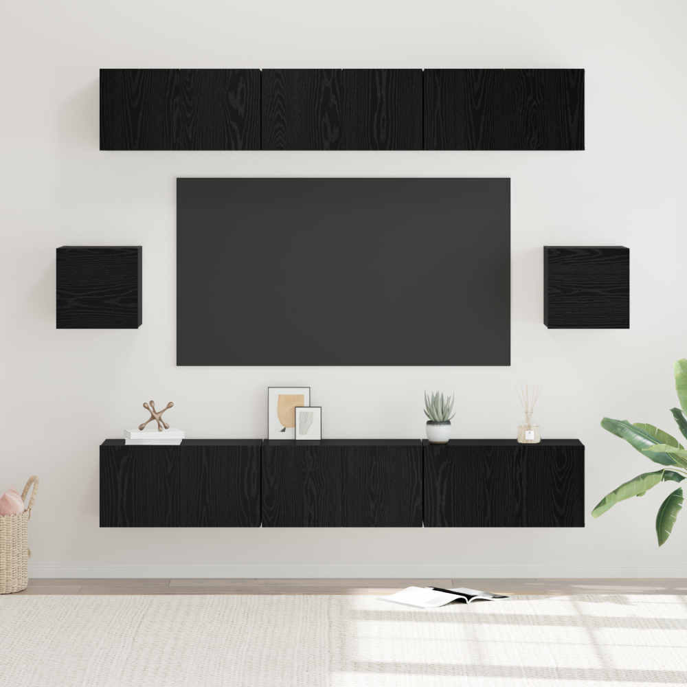 vidaXL TV Skåpset Övrigt med lagring med dörr 8 pcs Svart ek 60 x 30 x 30 cm