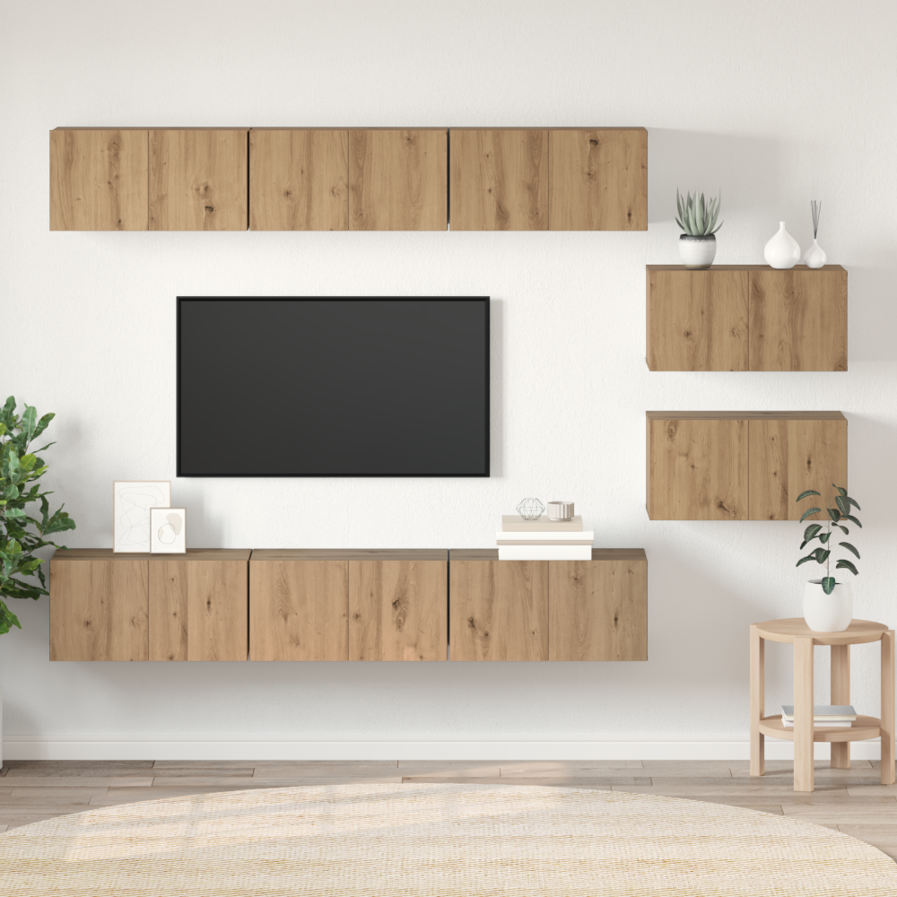 vidaXL TV Skåp med lagring med dörr 8 pcs Hantverks-ek 60 x 30 x 30.5 cm