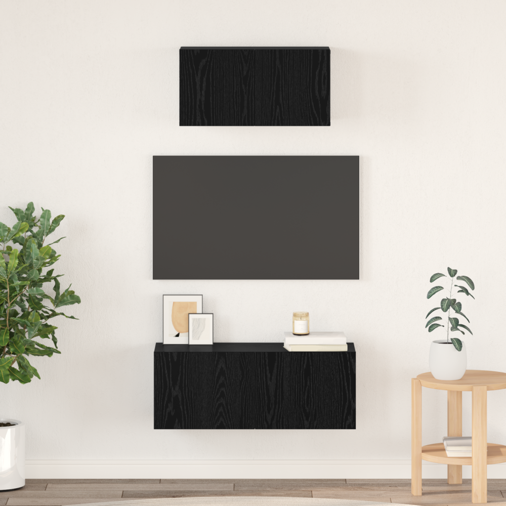 vidaXL TV-skåp Övrigt med lagring med dörr 2 pcs Svart ek 80 x 30 x 30 cm