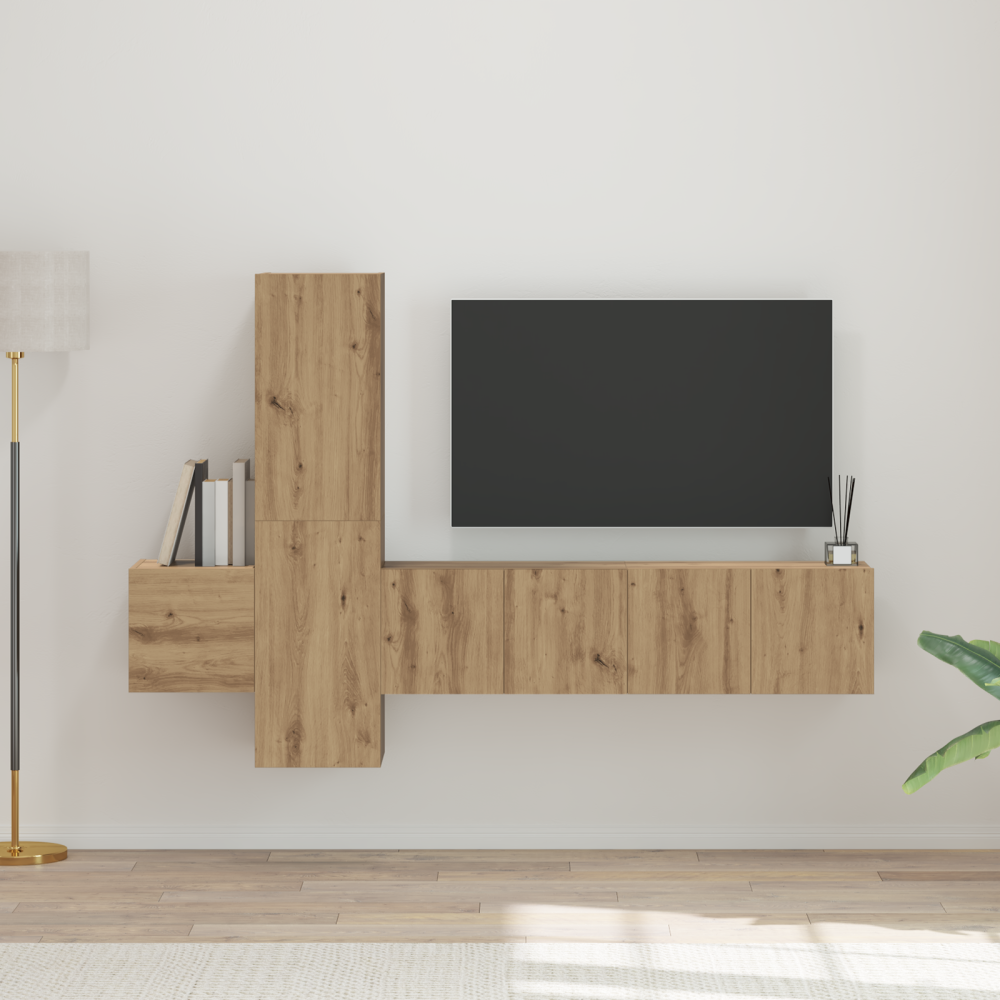 vidaXL TV-bänkset 5 pcs Hantverks-ek Medium 181 x 30 x 120 cm