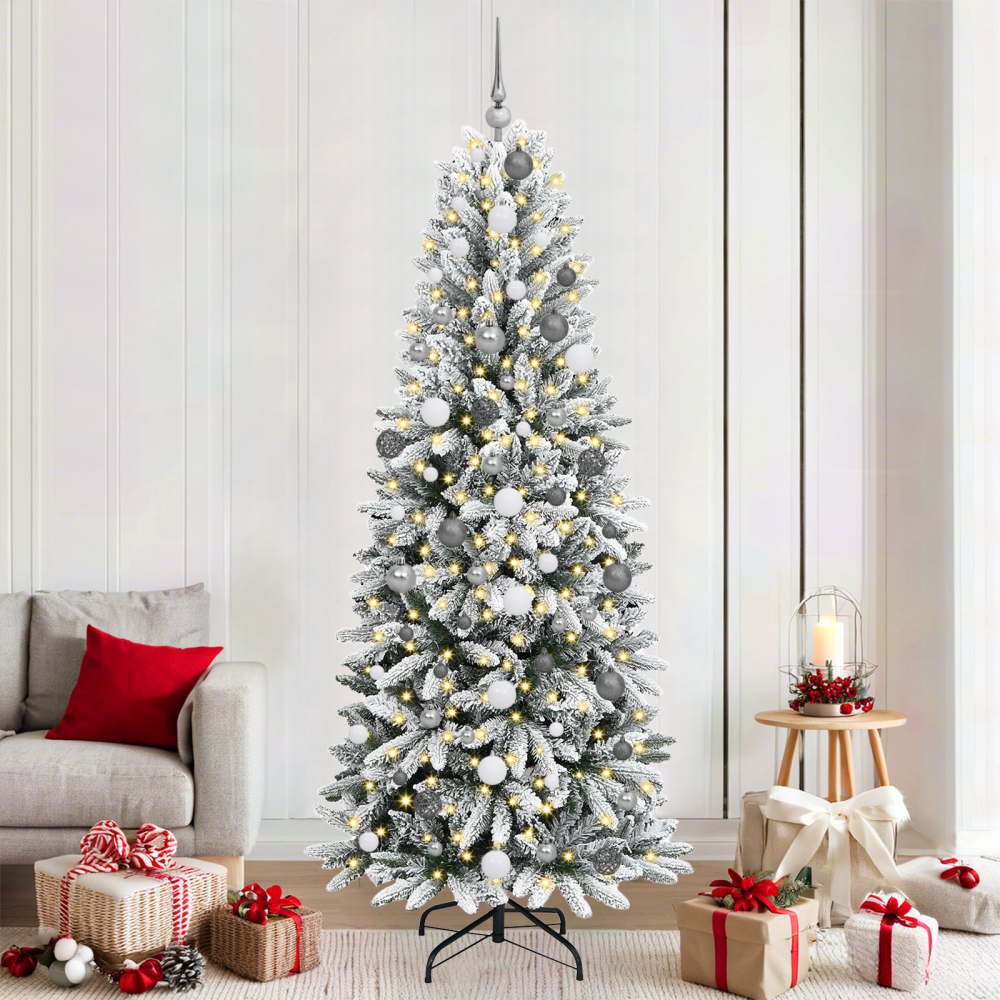 vidaXL Julgran with Decorative String Lights Vit 210 cm PVC