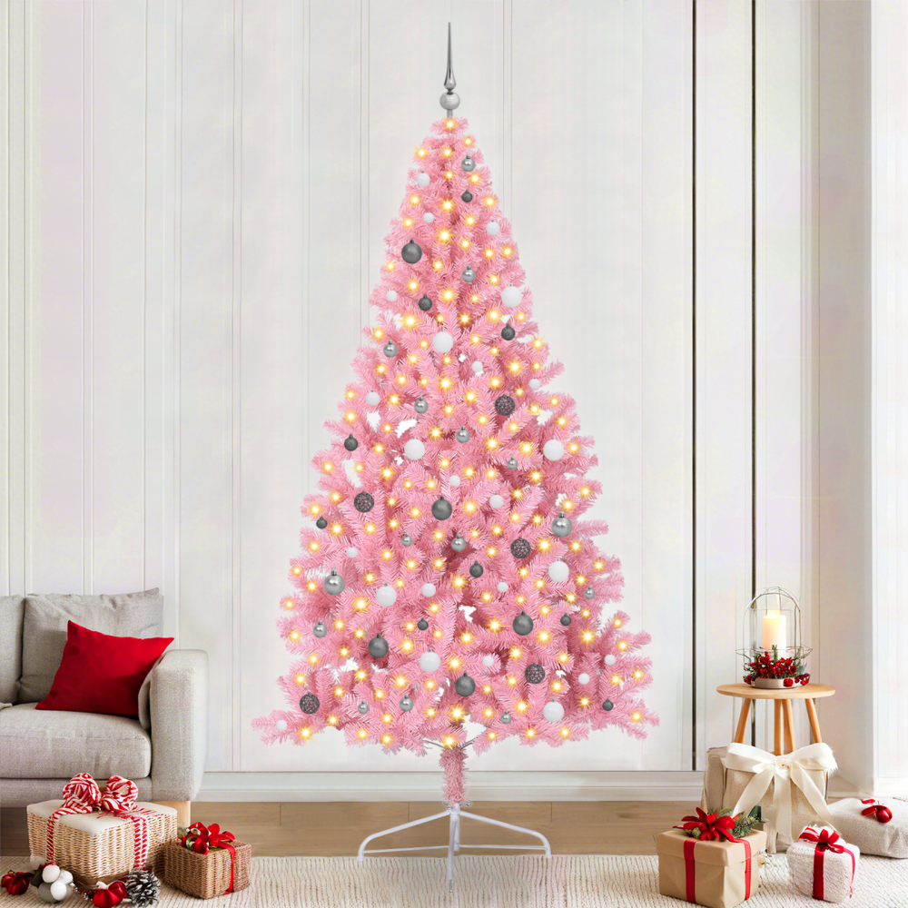 vidaXL Konstgjord Halv Julgran Rosa 240 cm PVC