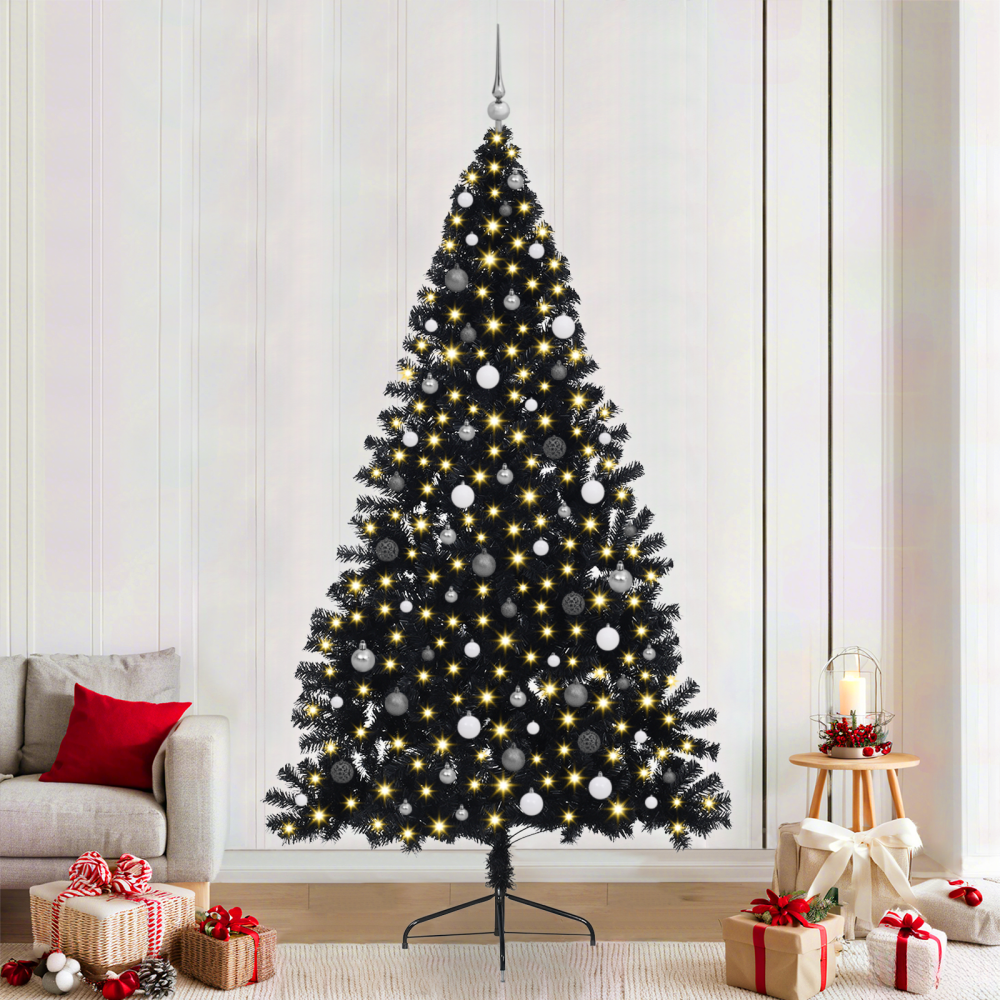 vidaXL Konstgjord Halv Julgran Svart 240 cm PVC