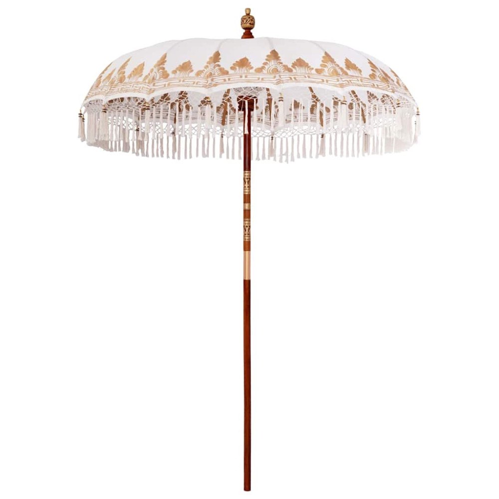 vidaXL Parasoll Gräddvit 180-190 cm Bomullstyg & Trä & Bambu