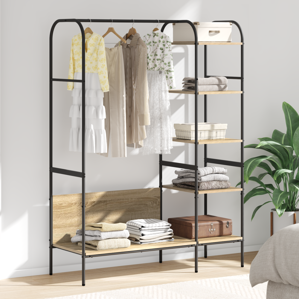 vidaXL Klädhängare med Hyllor Sonoma Ek 120x44x160 cm Konstruerat Trä