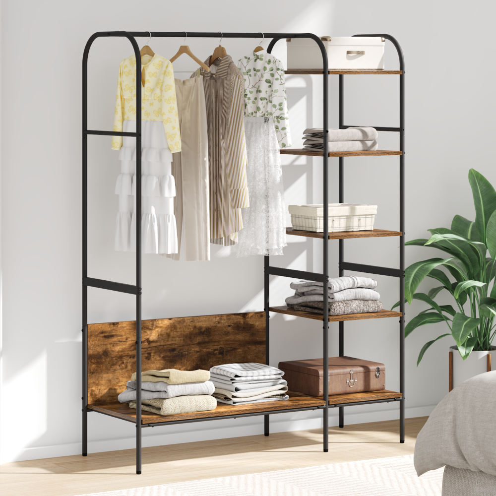 vidaXL Klädhängare med Hyllor Rökt ek 120x44x160 cm Konstruerat Trä