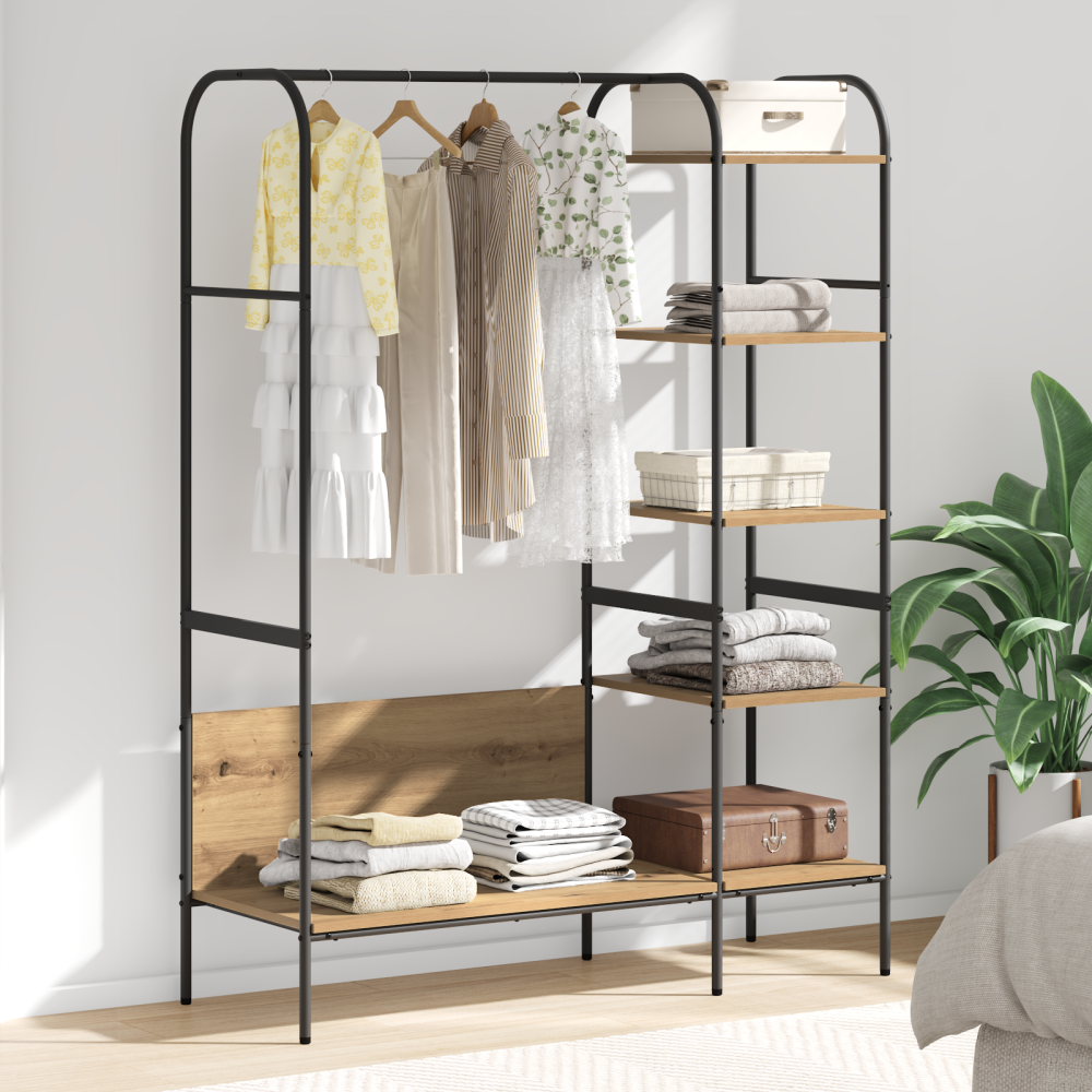 vidaXL Klädhängare med Hyllor Artisan Ek 120x44x160 cm Konstruerat Trä