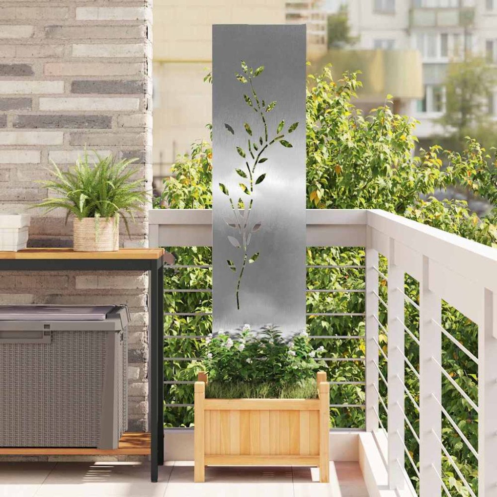 vidaXL Dekorativ Trädgårdspanel Silver 32 x 140 cm Rostfritt stål