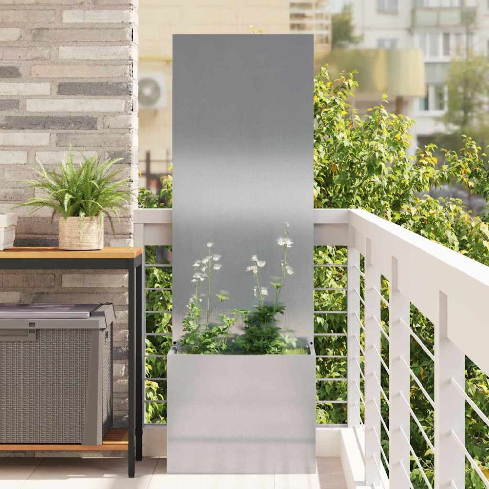 vidaXL Trädgårdsplanterare med dekorativ panel Silver 50 x 140 cm