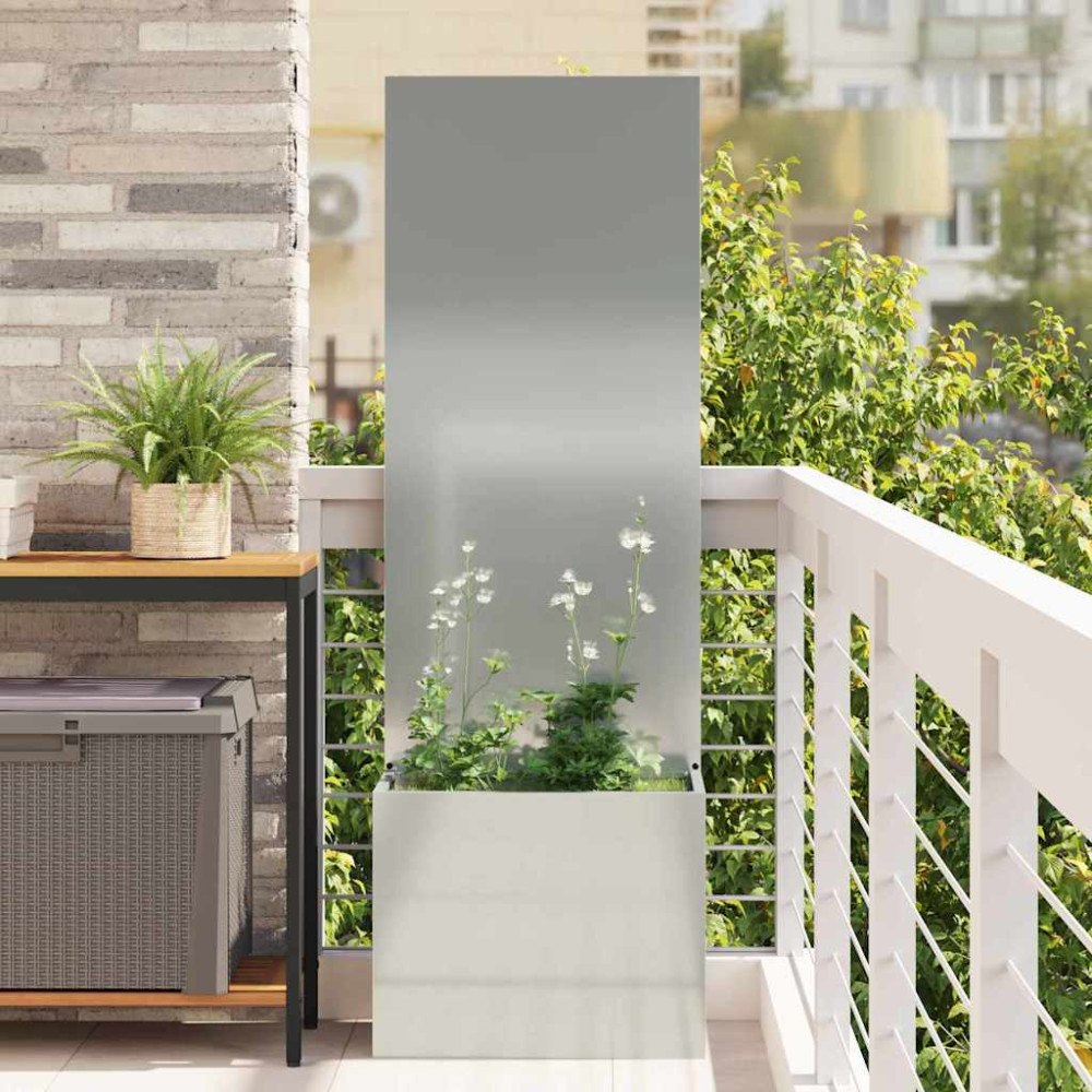 vidaXL Trädgårdsplanterare med dekorativ panel Silver 50 x 140 cm