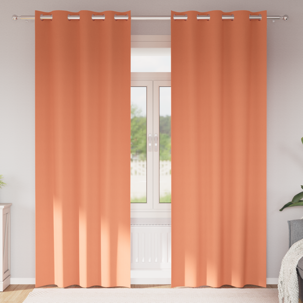 vidaXL Mörkläggningsgardiner med Ringar Terracotta Polyester