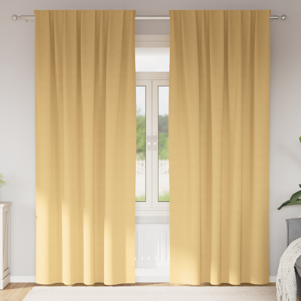 vidaXL Mörkläggningsgardiner med Ringar Beige Polyester