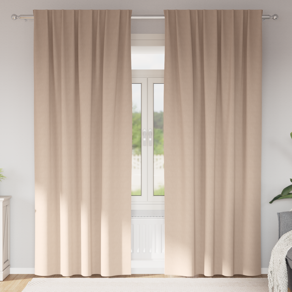 vidaXL Mörkläggningsgardiner med Ringar Taupe Polyester