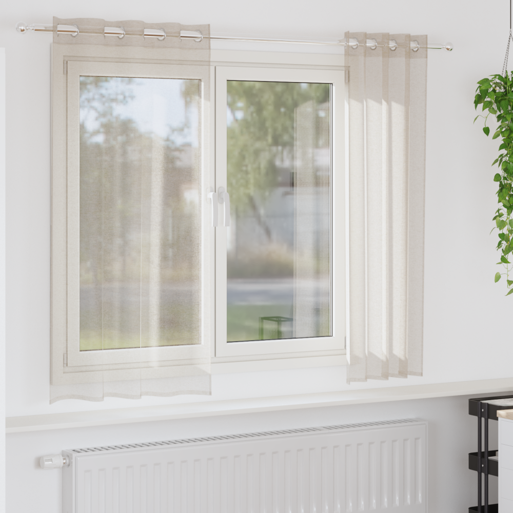 vidaXL Voile Gardin med gardiner 2 pcs Sand 140x175cm Polyester