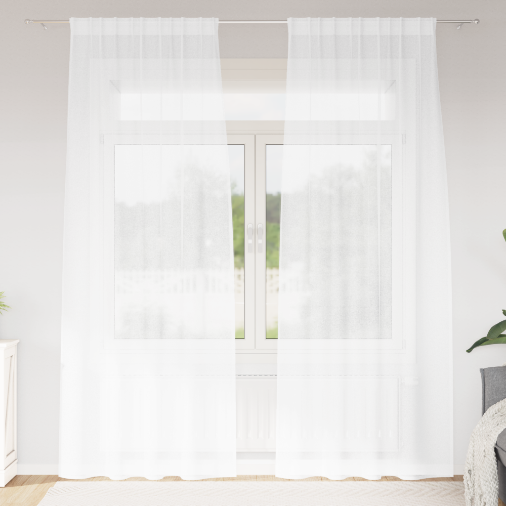 vidaXL Voile Gardin med gardiner 2 pcs Vit 140x260cm Polyester