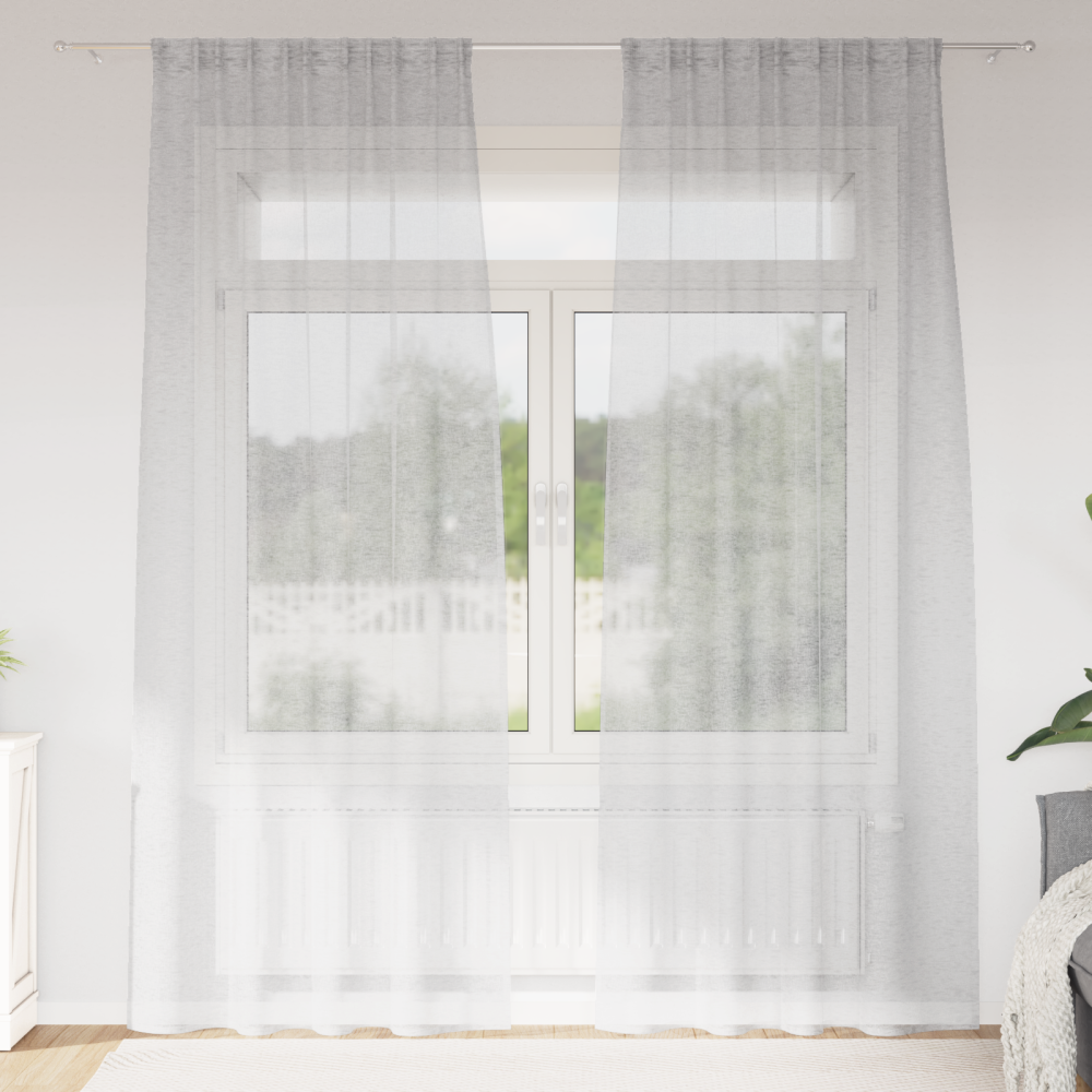 vidaXL Voile Gardin med gardiner 2 pcs Ljusgrå 140x225cm Polyester