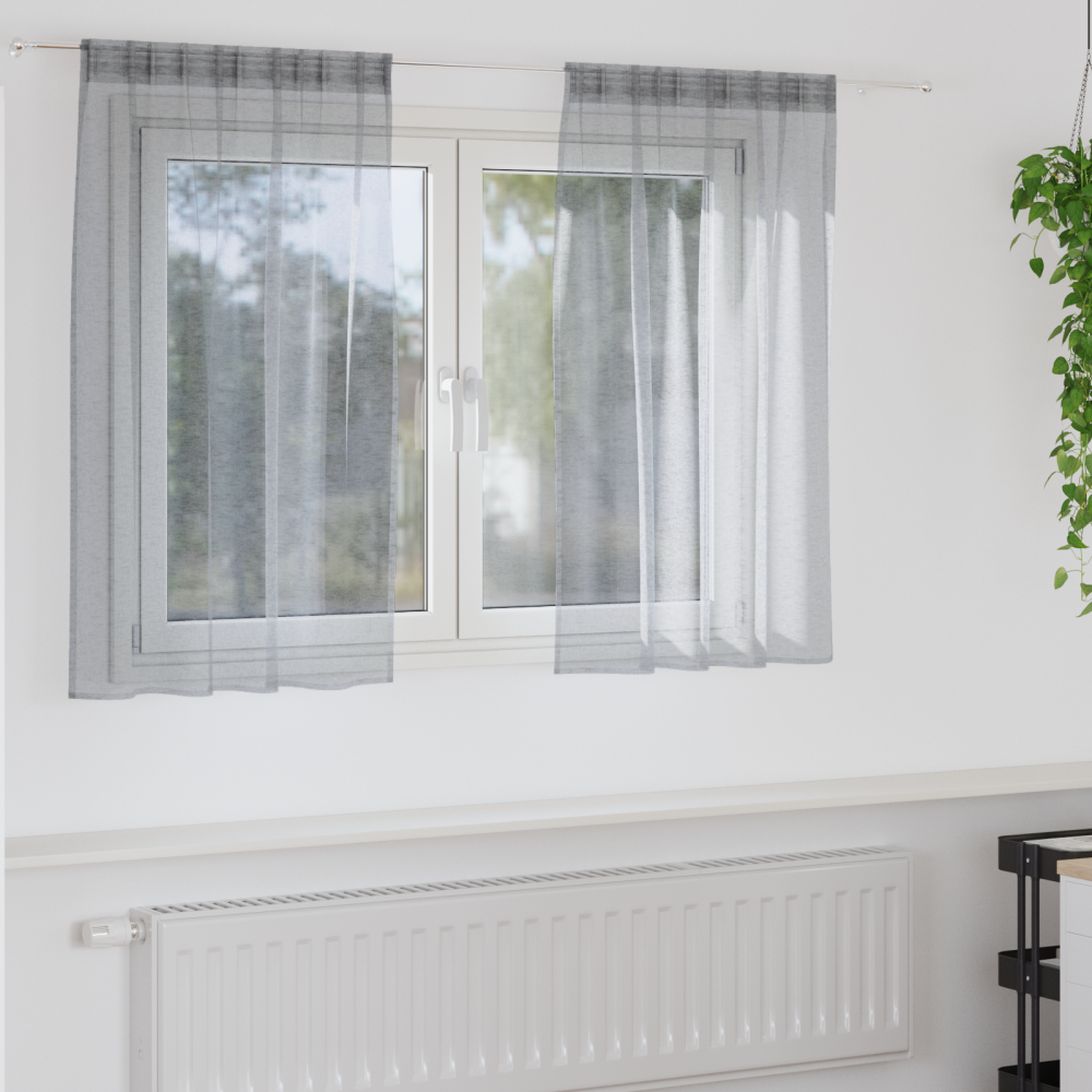 vidaXL Voile Gardin med gardiner 2 pcs Mörkgrå 140x140cm Polyester