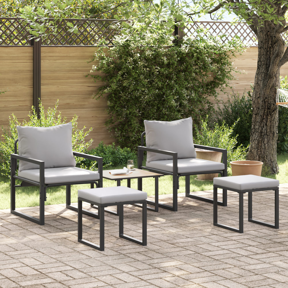 vidaXL Trädgårdsoffset 4 pcs Svart 61 x 72.5 x 71 cm Stål