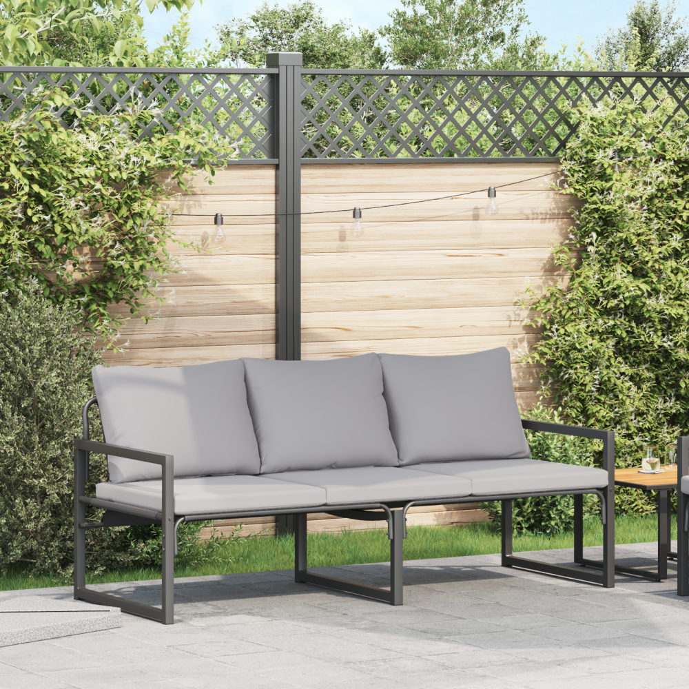 vidaXL Trädgårdsbänk Svart 61 x 72.5 x 71 cm Stål