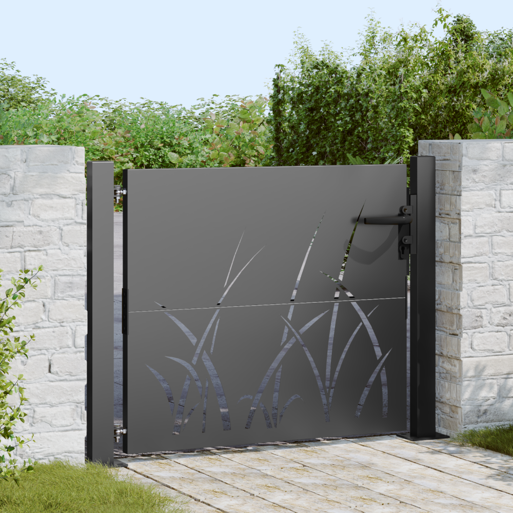 vidaXL Trädgårdsgrind Svart 105 x 100 cm Pulverlackerad stål