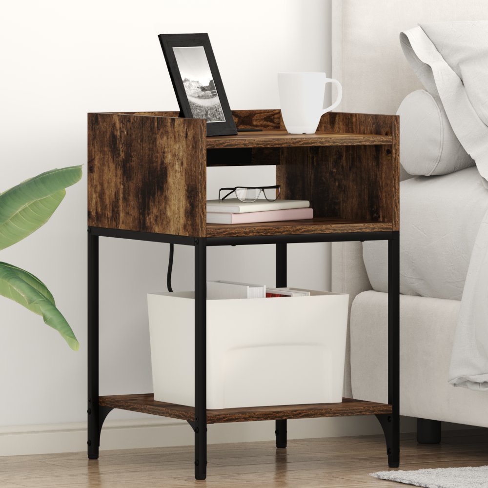 vidaXL Sängskåp 2 pcs Rökfärgad ek 40 x 40 x 61 cm Konstruerat trä