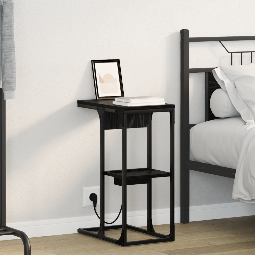 vidaXL Sängbord Svart ek 41.5 x 26 x 60.5 cm Konstruerat trä