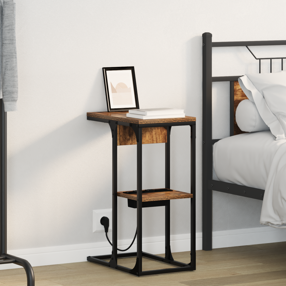vidaXL Sängbord Rökfärgad ek 41.5 x 26 x 60.5 cm Konstruerat trä