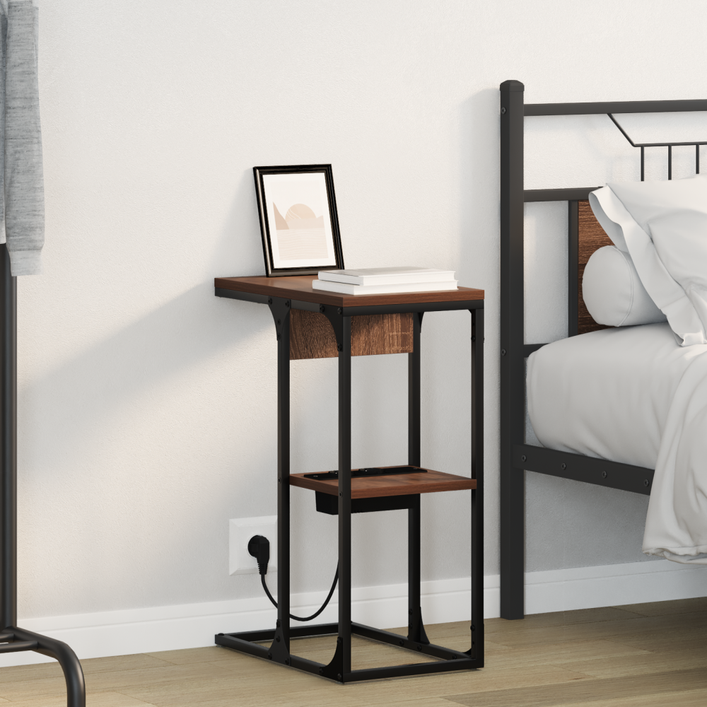 vidaXL Sängbord brun ek 41.5 x 26 x 60.5 cm Konstruerat trä