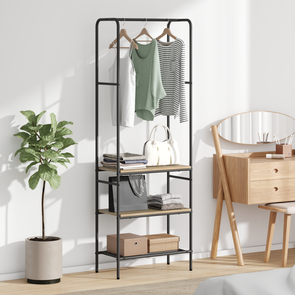 vidaXL Klädhängare med hyllor med hylla Sonoma ek 60 x 30 x 171 cm