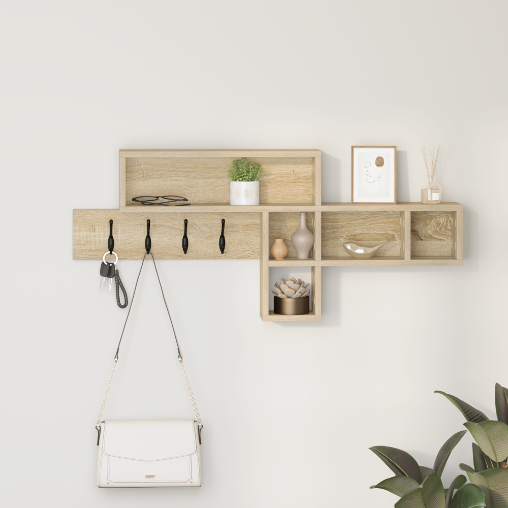 vidaXL Väggmonterad Klädhängare Sonoma oak 100 x 12 x 43.5 cm