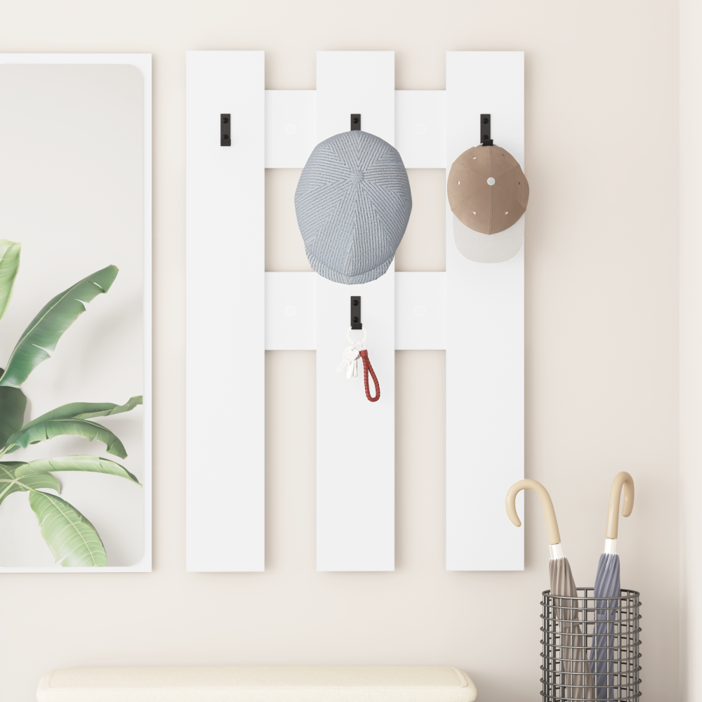 vidaXL Väggmonterad Klädhängare Vit 65 x 3 x 100 cm Konstruerat trä