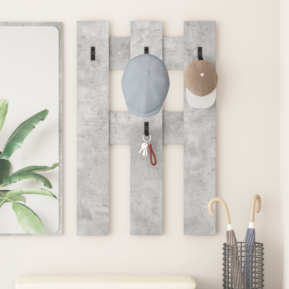 vidaXL Väggmonterad Klädhängare med lagring Betonggrå 65 x 3 x 100 cm