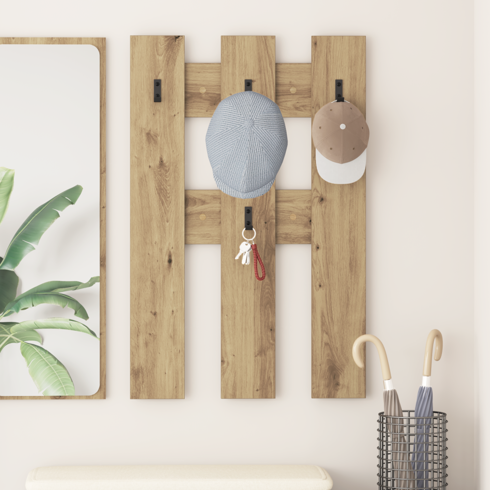 vidaXL Väggmonterad Klädhängare med lagring artisan ek 65 x 3 x 100 cm
