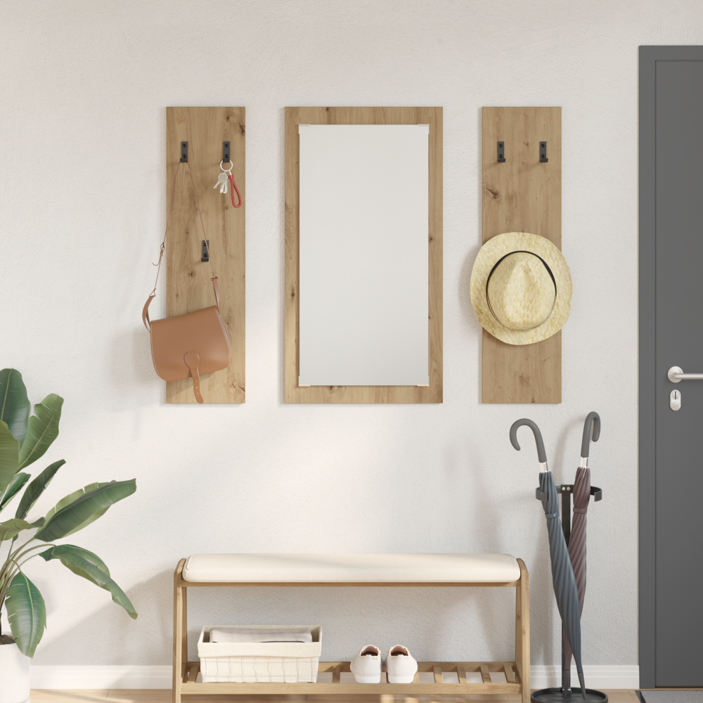vidaXL Väggmonterad Klädhängare artisan ek 96 x 1.5 x 90 cm