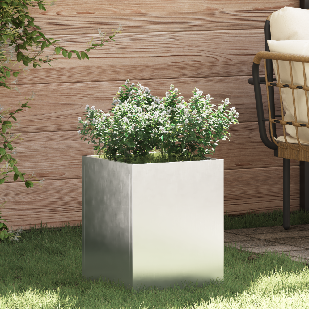 vidaXL Trädgårdsplanterare Silver 50 x 32 x 40 cm Galvaniserat stål