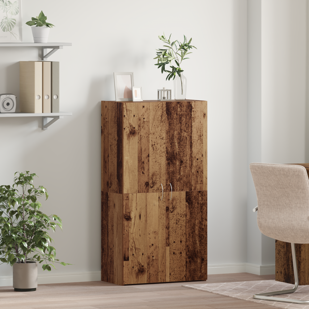 vidaXL Kontorsskåp Gammalt trä 60 x 32 x 115 cm Konstruerat trä
