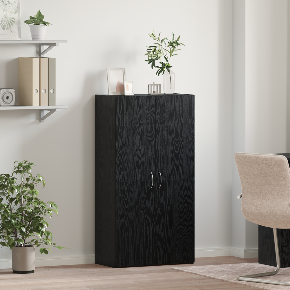 vidaXL Kontorsskåp med hylla Svart ek 60 x 32 x 115 cm Konstruerat trä