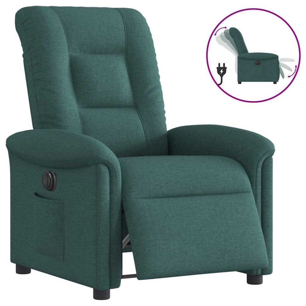 vidaXL Elektrisk reclinerfåtölj mörkgrön tyg
