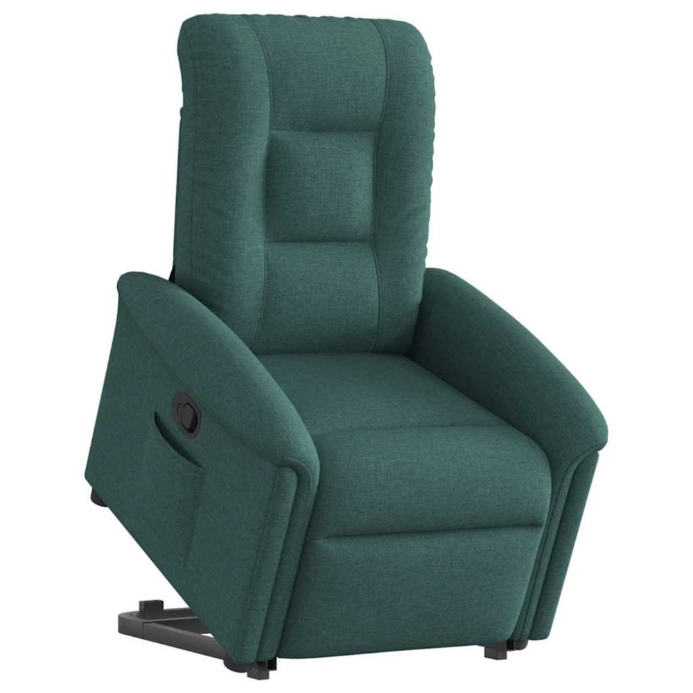 vidaXL Reclinerfåtölj med uppresningshjälp mörkgrön tyg