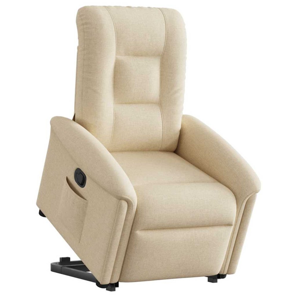 vidaXL Reclinerfåtölj med uppresningshjälp gräddvit tyg