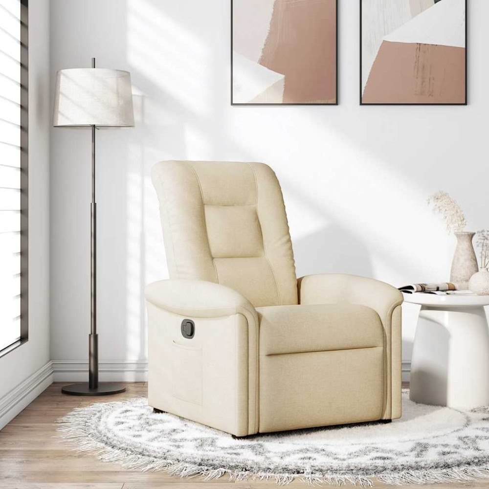 vidaXL Reclinerfåtölj gräddvit tyg